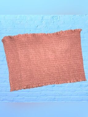 🫦 Shirred Crop Top, Blush, Light Pink, Double Zero Brand, Tube Top, Size Large.
